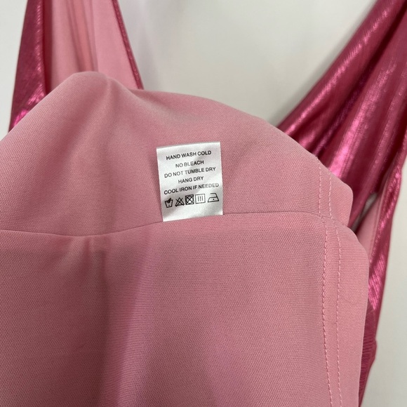 Revolve Superdown Pink Metallic Mini Missie Wrap Front Dress SZ Small - Picture 3 of 12